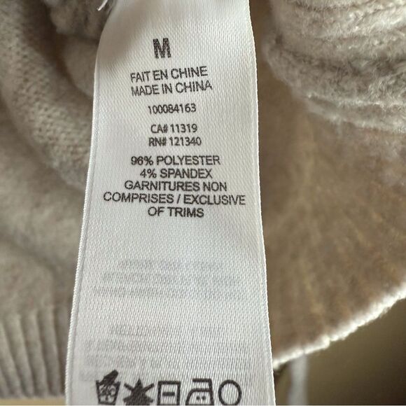 Garage Womens Size Medium Oatmeal Cropped Crew Neck Sweater Long Sleeve Trendy - Picture 3 of 6